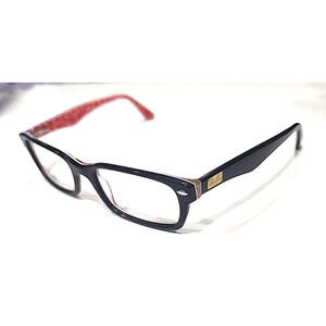 Ray Ban RB5206 2479 Crack Tip Black Red Rectangle Eyeglasses 52-18 140